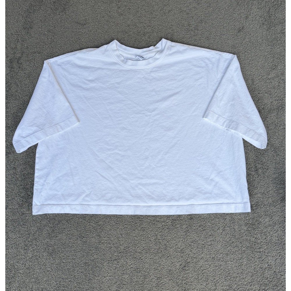 Old Navy Vintage Tee White Cotton Boxy Cropped Short Sleeve Shirt Mens L Tall